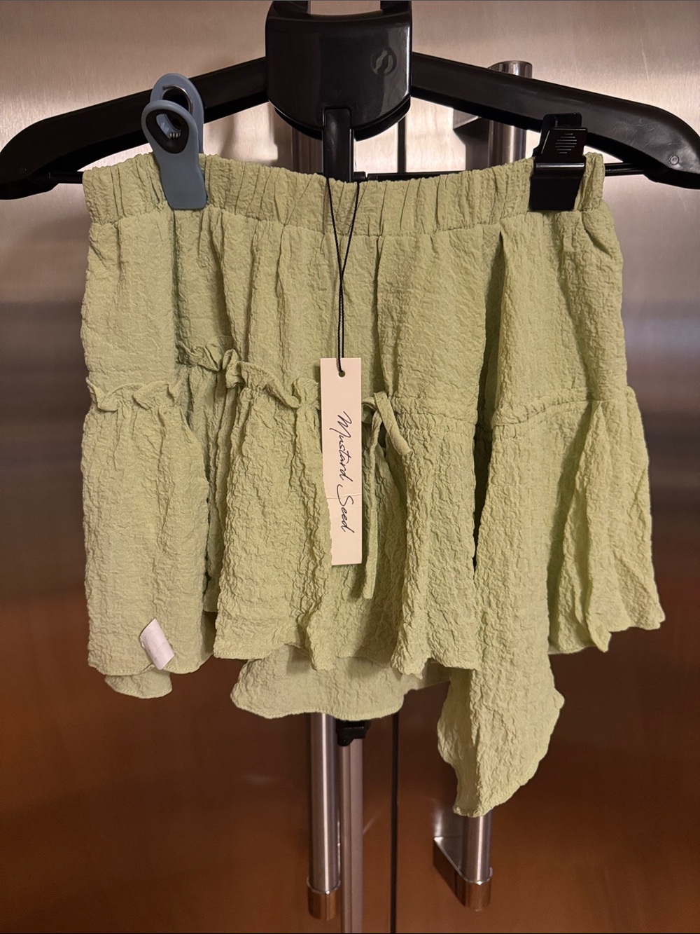 Mustard Seed Light Green Crinkle Skort